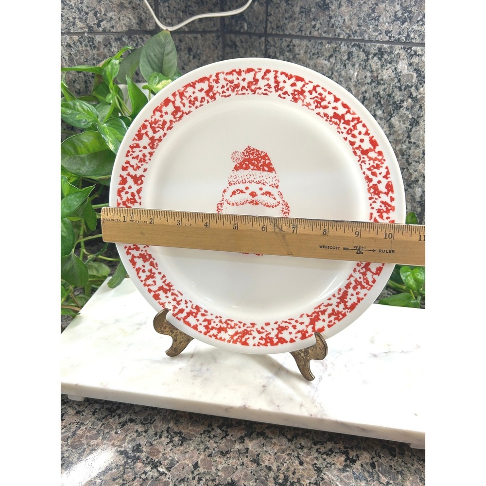 Corelle Sponge St. Nick Dinner Plates Red White Christmas Vitrelle Set of 2 USA - Picture 9 of 9
